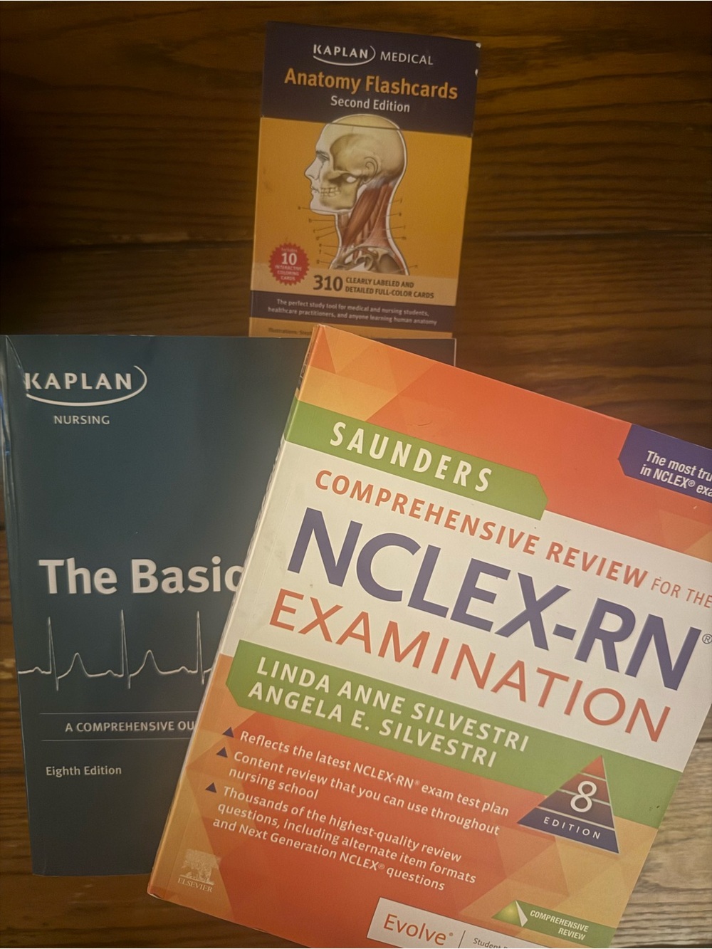 Nursing Review Books/Flashcards - Kaplan NCLEX-RN Exam, Nursing Basics, A&P Set